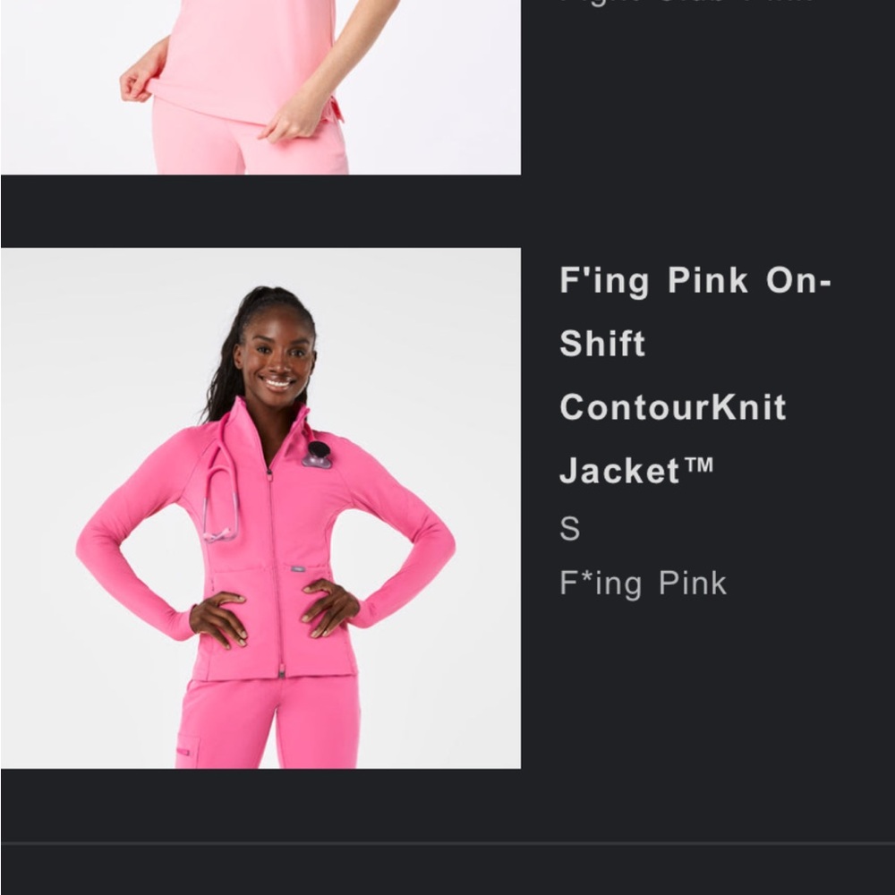 Figs Pink Contour Knit Jacket